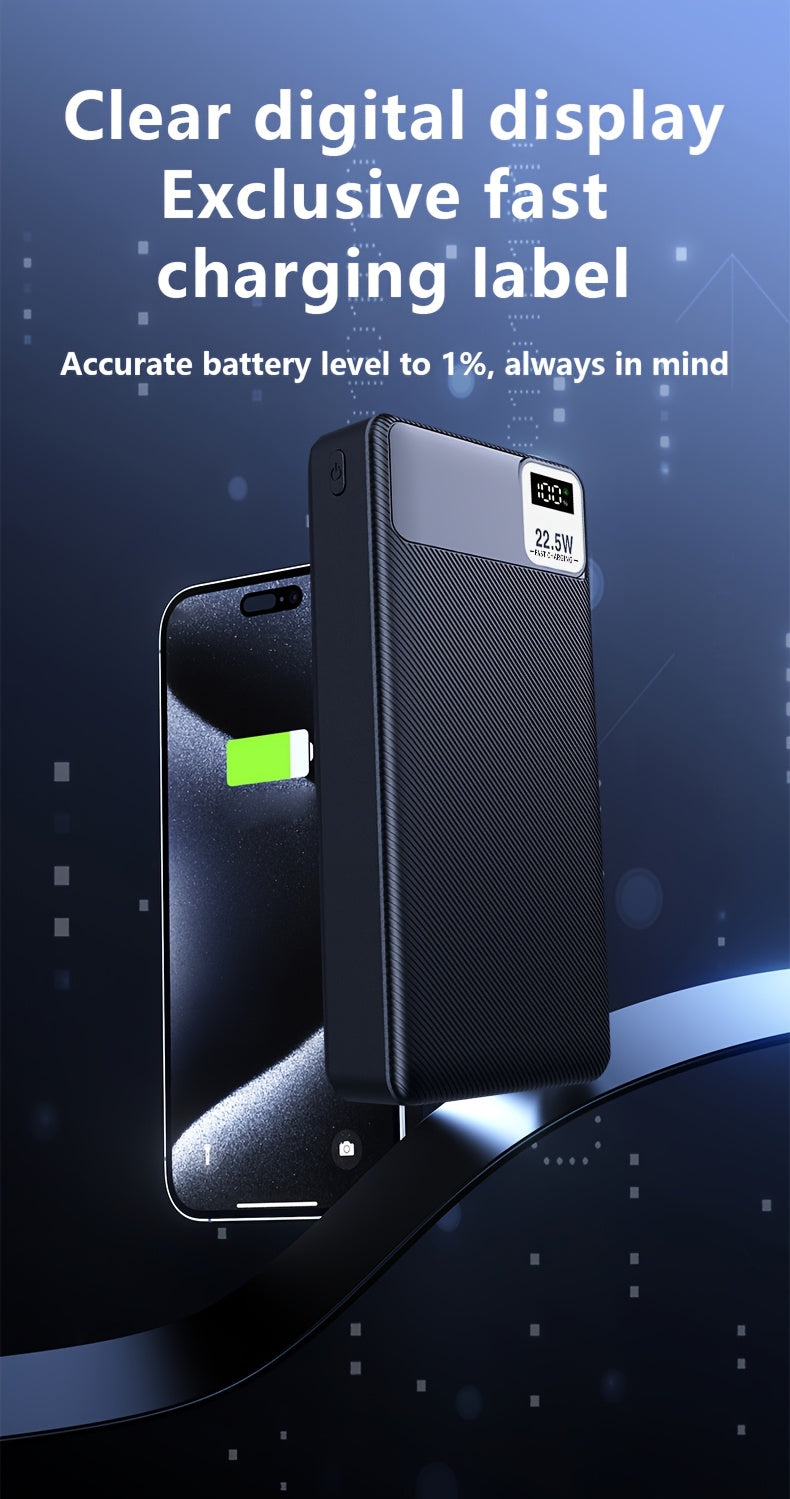 BATTERIE 10 000 / 20 000 mAh — CHARGE RAPIDE 22W • AFFICHAGE LED • 3 PORTS (USB / TYPE-C / MICRO) — IDÉALE VOYAGE • URGENCE • OUTDOOR