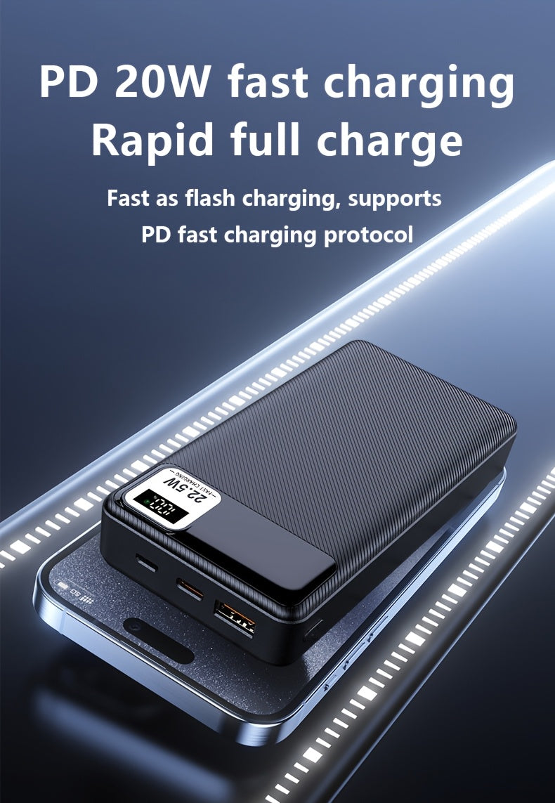 BATTERIE 10 000 / 20 000 mAh — CHARGE RAPIDE 22W • AFFICHAGE LED • 3 PORTS (USB / TYPE-C / MICRO) — IDÉALE VOYAGE • URGENCE • OUTDOOR