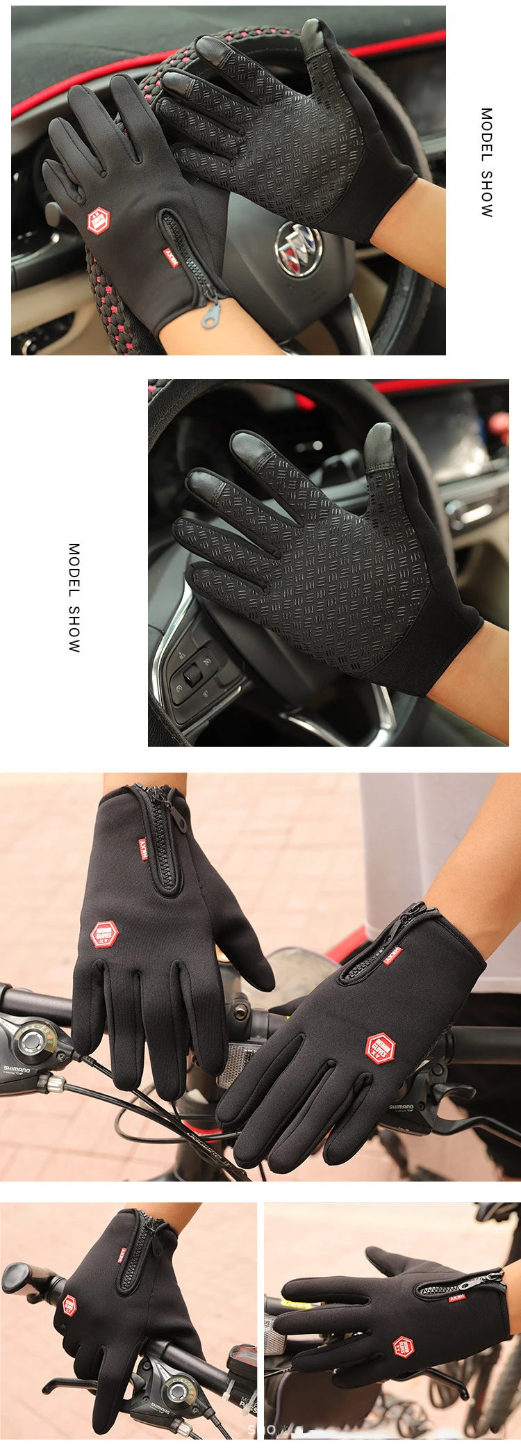 GANTS D’HIVER TACTILES UNISEXE — ÉCRAN TACTILE • IMPERMÉABLES • COUPE-VENT • CHAUDS — IDÉAUX VÉLO • MOTO • SKI • RUNNING • CONDUITE