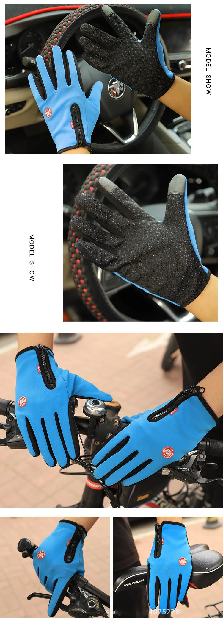 GANTS D’HIVER TACTILES UNISEXE — ÉCRAN TACTILE • IMPERMÉABLES • COUPE-VENT • CHAUDS — IDÉAUX VÉLO • MOTO • SKI • RUNNING • CONDUITE