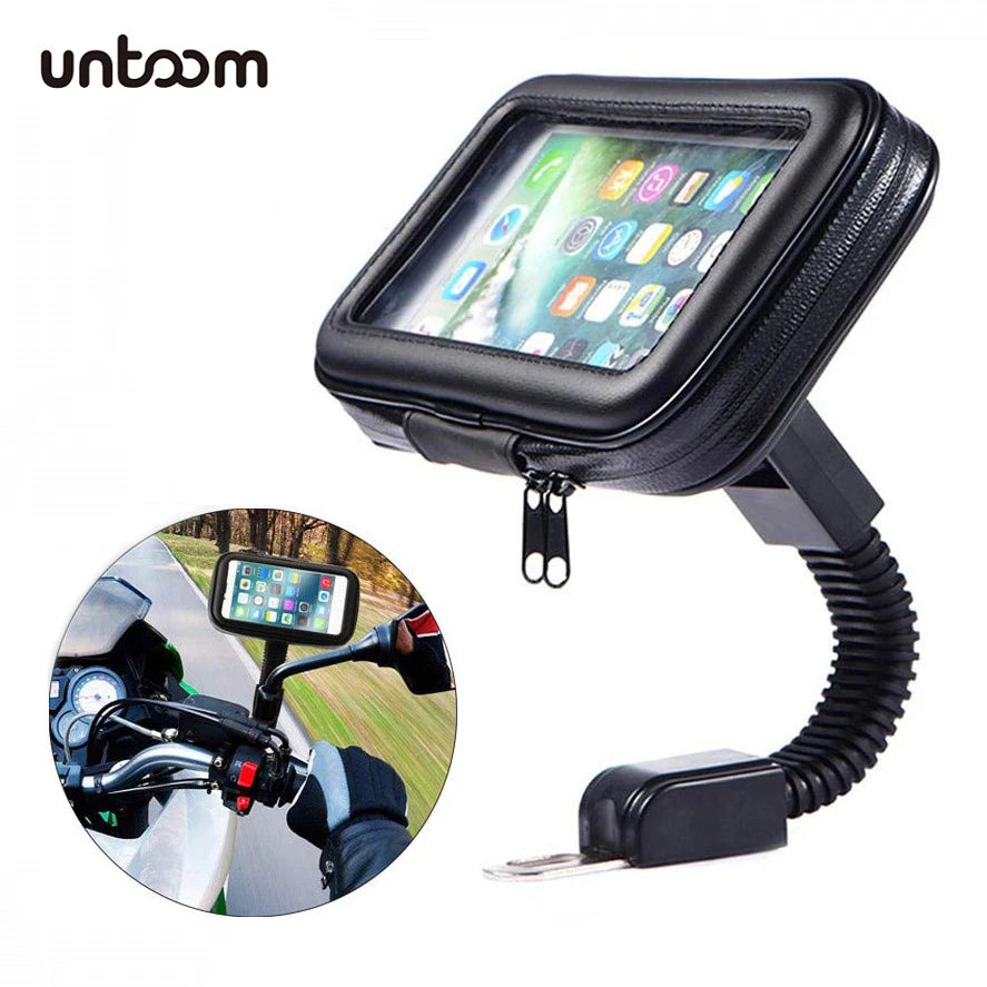 SUPPORT TÉLÉPHONE MOTO/VÉLO UNTOOM C-035-C — AVEC MIROIR RÉTROVISEUR INTÉGRÉ • ÉTANCHE IPX5 • COMPATIBLE 5.5” à 6.3” — IDÉAL VÉLO • VAE