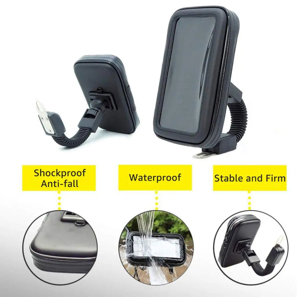 SUPPORT TÉLÉPHONE MOTO/VÉLO UNTOOM C-035-C — AVEC MIROIR RÉTROVISEUR INTÉGRÉ • ÉTANCHE IPX5 • COMPATIBLE 5.5” à 6.3” — IDÉAL VÉLO • VAE