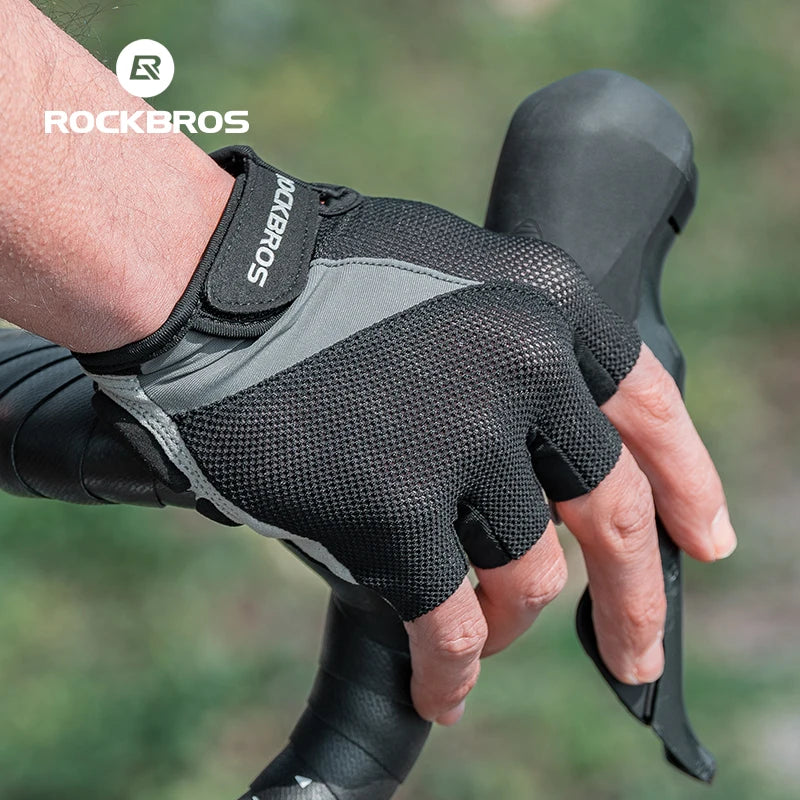 GANTS VÉLO MI-DOIGTS ROCKBROS S030 — GEL AMORTISSANT • RESPIRANTS • UNISEXE — IDÉAL VTT • ROUTE • PRINTEMPS • ÉTÉ