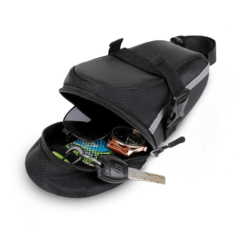 Sac de Selle Vélo Étanche en Nylon — Compartiment Outils VTT — Fixation Rapide — Léger & Résistant — Accessoire Essentiel Cycliste