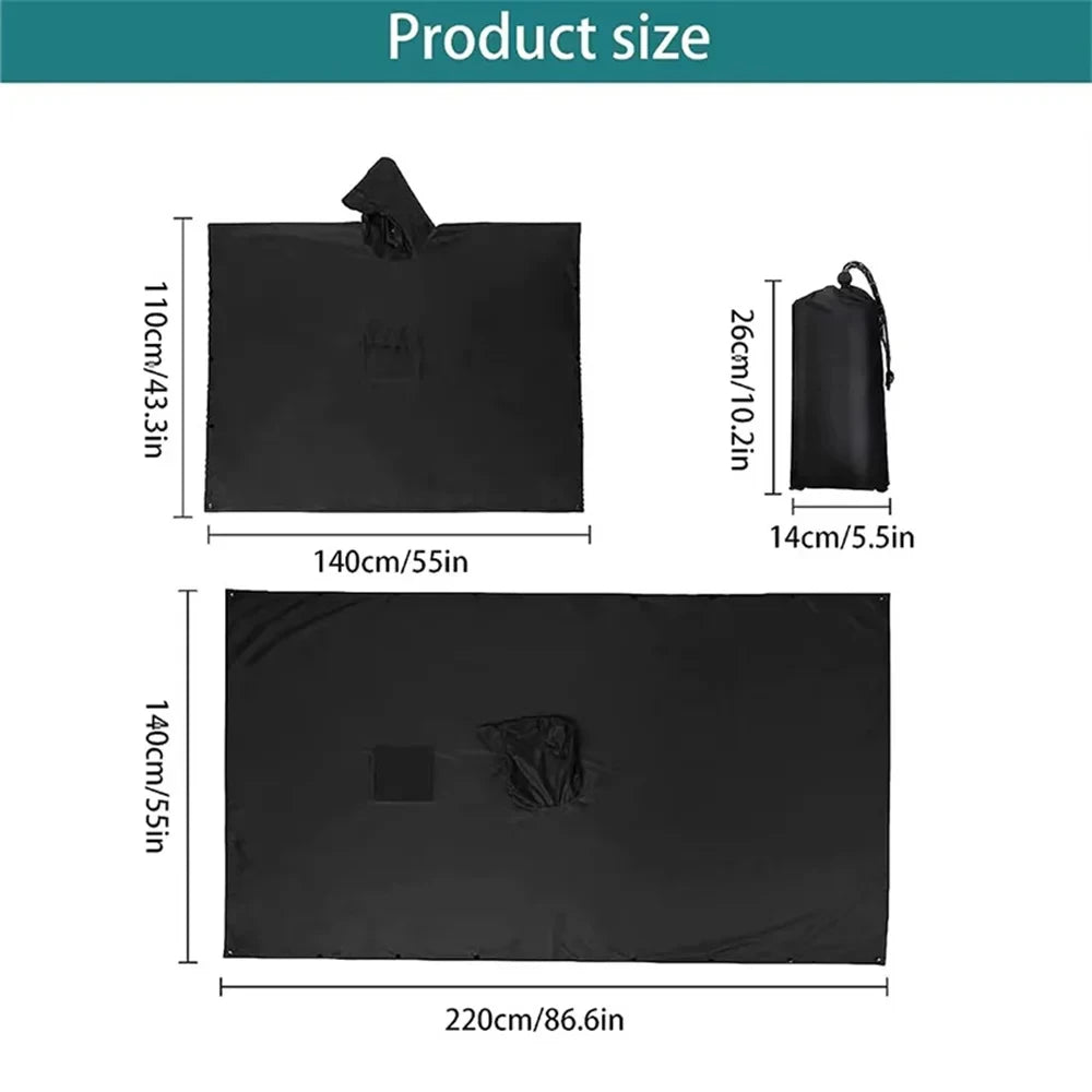PONCHO DE PLUIE MILITAIRE 3-EN-1 — IMPERMÉABLE • RIPSTOP LÉGER • ABRI / BÂCHE / SAC DE COUCHAGE — IDÉAL RANDO • CAMPING • MOTO • VOYAGE