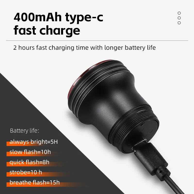 Feu Arrière Vélo WEST BIKING — Détection Intelligente du Mouvement — Recharge USB-C — IPX6 Étanche — Clignotant Sécurité pour VTT & Route
