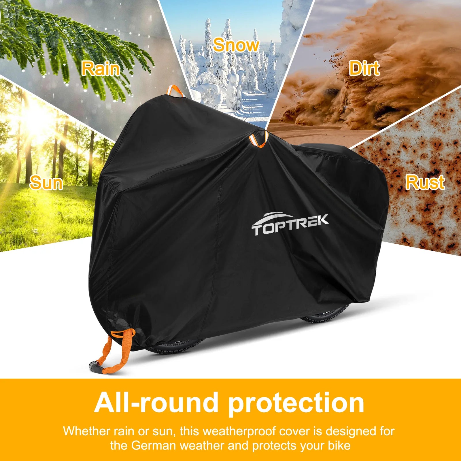 🚴‍♂️ Housse Vélo Toptrek 210D — Imperméable, Anti-Neige & Anti-Poussière — Protection 4 Saisons — Compatible VTT, Route, VAE, Pliant — Nouvelle Génération