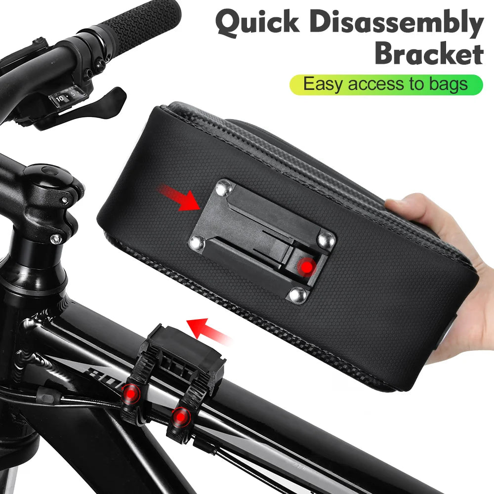🚴‍♂️ Sac de Cadre Vélo NEWBOLER — Étanche + Écran Tactile — Compatible Téléphone 6,5” — Fixation Stable — Idéal VTT, Route, Gravel — Accès Instantané