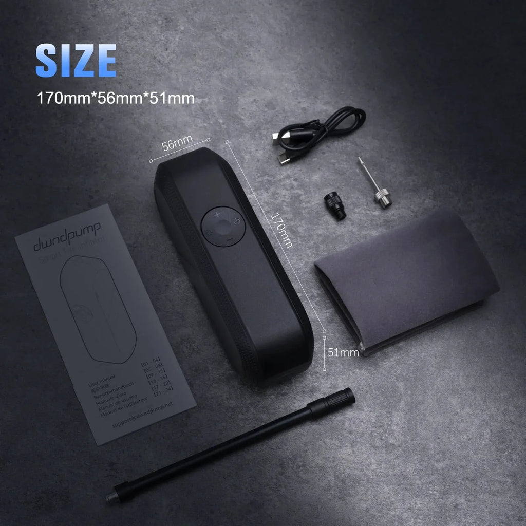 COMPRESSEUR D’AIR INTELLIGENT CYCPLUS A2 — 150 PSI • ÉCRAN DIGITAL • BATTERIE 5200mAh • RECHARGE USB-C — IDÉAL VÉLO • VOITURE • MOTO • BALLONS
