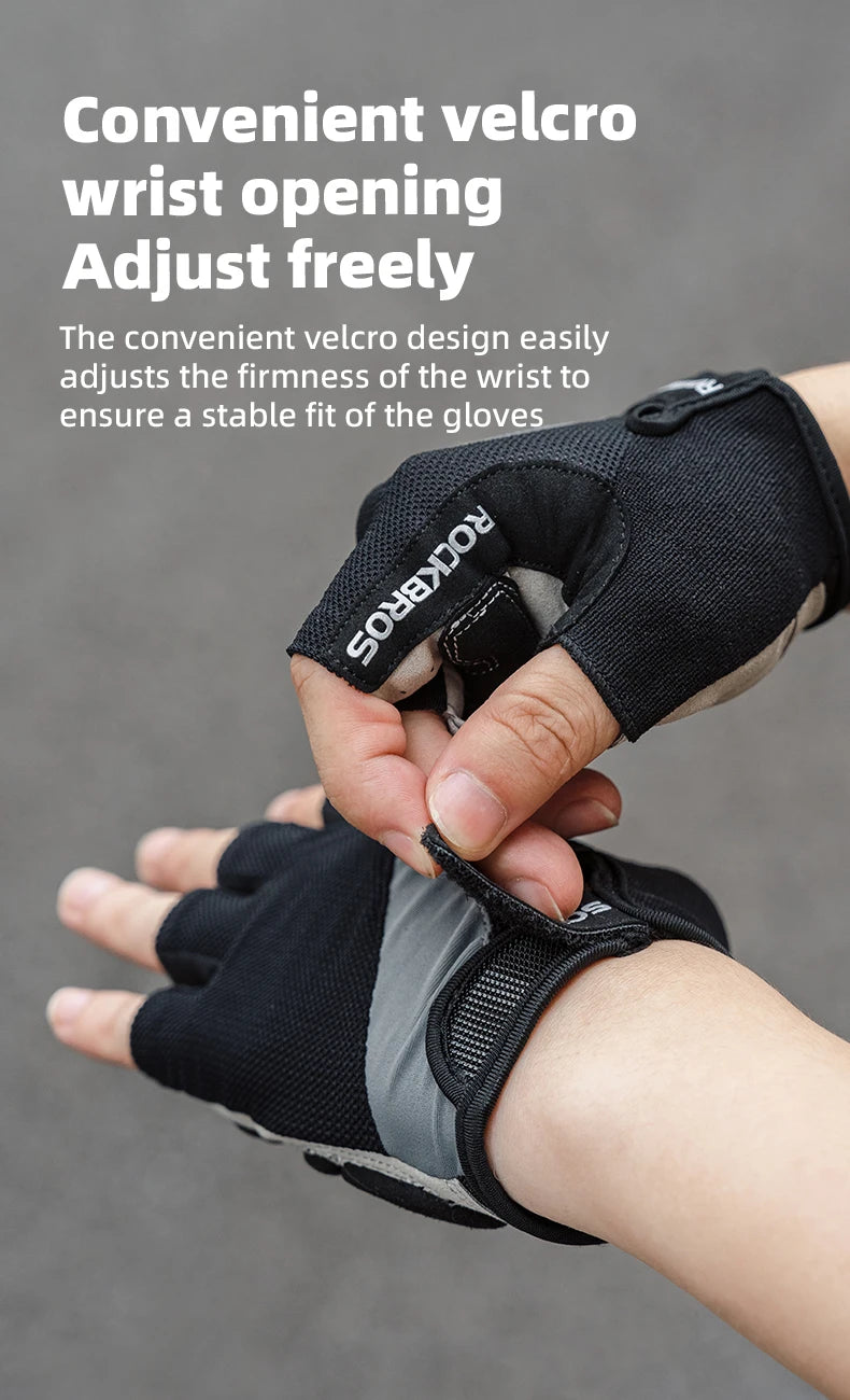 GANTS VÉLO MI-DOIGTS ROCKBROS S030 — GEL AMORTISSANT • RESPIRANTS • UNISEXE — IDÉAL VTT • ROUTE • PRINTEMPS • ÉTÉ