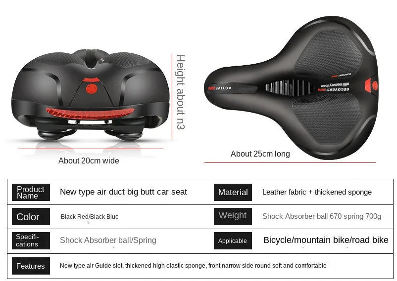 SELLE VÉLO “HOLLOW BREATHABLE” — CONFORT MAX POUR HOMMES & FEMMES — ABSORPTION DES CHOCS — IDÉALE POUR “BIG BUTT” — VTT • ROUTE • VILLE