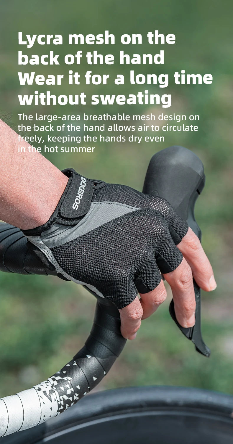 GANTS VÉLO MI-DOIGTS ROCKBROS S030 — GEL AMORTISSANT • RESPIRANTS • UNISEXE — IDÉAL VTT • ROUTE • PRINTEMPS • ÉTÉ