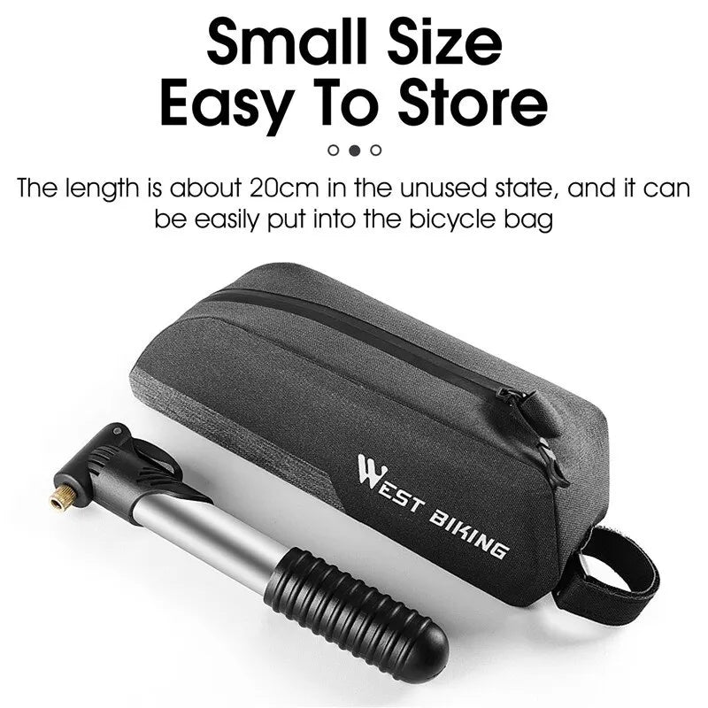 MINI POMPE VÉLO PORTABLE WEST BIKING — ULTRA-LÉGÈRE 117g • COMPATIBLE PRESTA & SCHRADER • 70 PSI — IDÉALE POUR VTT • ROUTE • URBAIN
