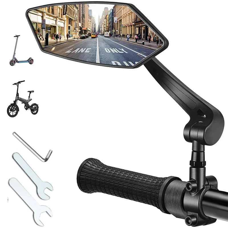 RÉTROVISEUR VÉLO & SCOOTER ÉLECTRIQUE — VERRE HD 4,5” • ROTATION 360° • FIXATION UNIVERSELLE 22-25mm — SÉCURITÉ ACTIVE SANS TOURNER LA TÊTE