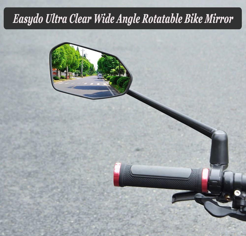 Rétroviseur Vélo EasyDo — Bras Télescopique 360° Rotatif — Compatible VTT, Route, VAE — Installation Rapide sur Guidon — Vision Arrière Sécurisée