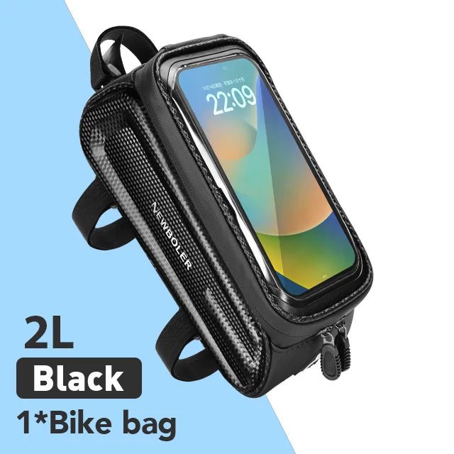 🚴‍♂️ Sac de Cadre Vélo NEWBOLER — Étanche + Écran Tactile — Compatible Téléphone 6,5” — Fixation Stable — Idéal VTT, Route, Gravel — Accès Instantané