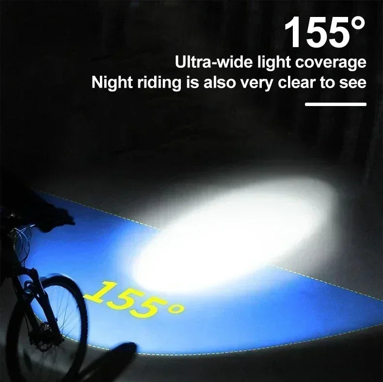 Phare Vélo 2000LM + Zoom + 4000mAh — Recharge Solaire & USB — LED COB Latérale Rouge — Étanche IPX5 — Idéal VTT, Route & Cyclotourisme