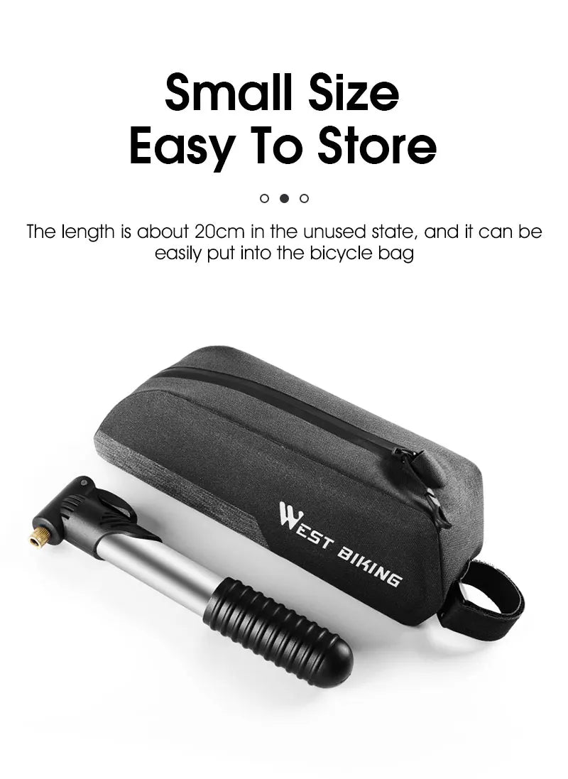 MINI POMPE VÉLO PORTABLE WEST BIKING — ULTRA-LÉGÈRE 117g • COMPATIBLE PRESTA & SCHRADER • 70 PSI — IDÉALE POUR VTT • ROUTE • URBAIN