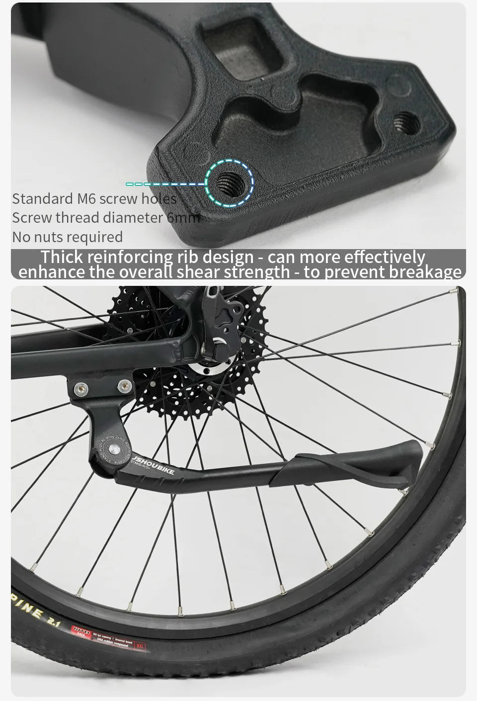 Béquille Vélo JSHOUBIKE — Réglable 24-29” — Alliage Aluminium Léger & Solide — Compatible VTT, VAE, Pliant, Neige — Installation Facile