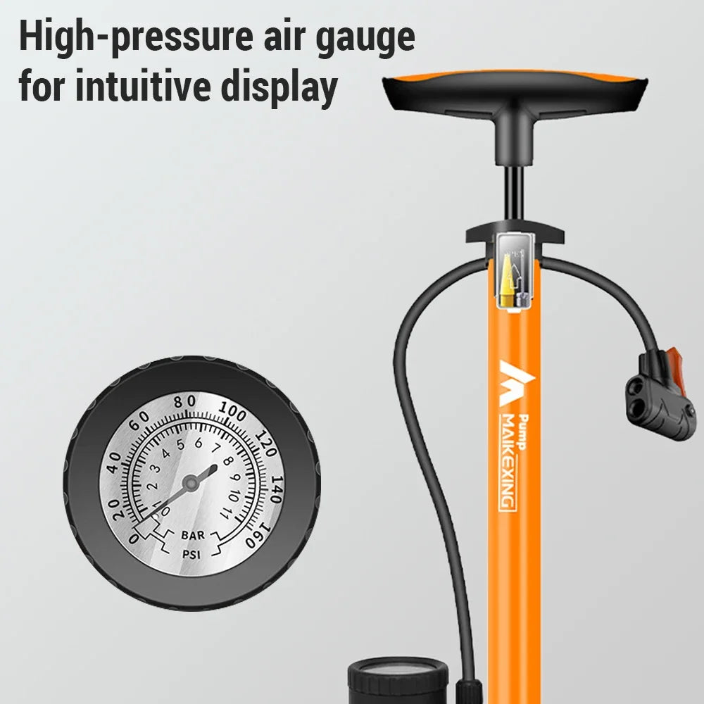 POMPE À VÉLO MANUELLE TOPTREK — 160 PSI • MANOMÈTRE HAUTE PRÉCISION • EMBOUT 3-EN-1 (PRESTA / SCHRADER / DUNLOP) — COMPATIBLE VOITURE • MOTO • BALLONS