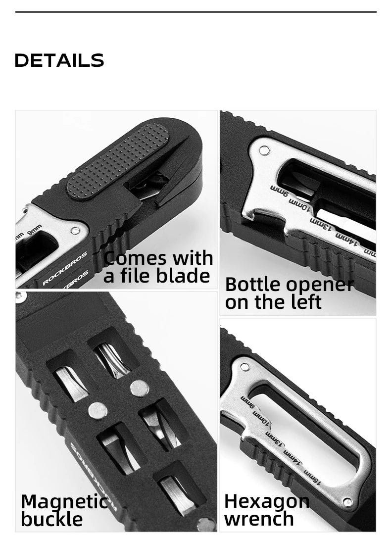 KIT D’OUTILS MULTIFONCTIONS ROCKBROS — CLÉ À CLIQUET + DÉMONTE-PNEUS HAUTE RÉSISTANCE — IDÉAL VÉLO • VTT • ROUTE • URBAIN • VOYAGE