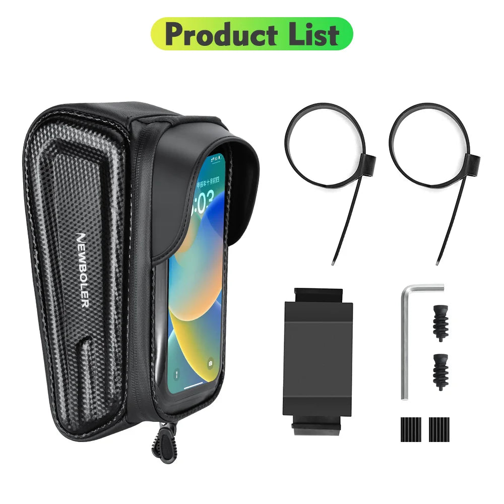 🚴‍♂️ Sac de Cadre Vélo NEWBOLER — Étanche + Écran Tactile — Compatible Téléphone 6,5” — Fixation Stable — Idéal VTT, Route, Gravel — Accès Instantané