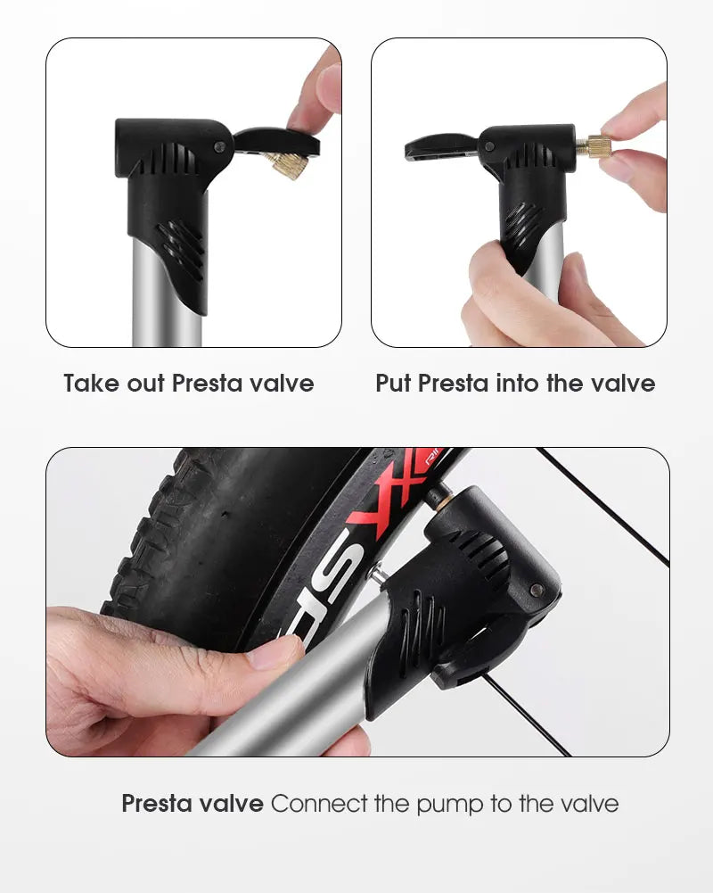 MINI POMPE VÉLO PORTABLE WEST BIKING — ULTRA-LÉGÈRE 117g • COMPATIBLE PRESTA & SCHRADER • 70 PSI — IDÉALE POUR VTT • ROUTE • URBAIN