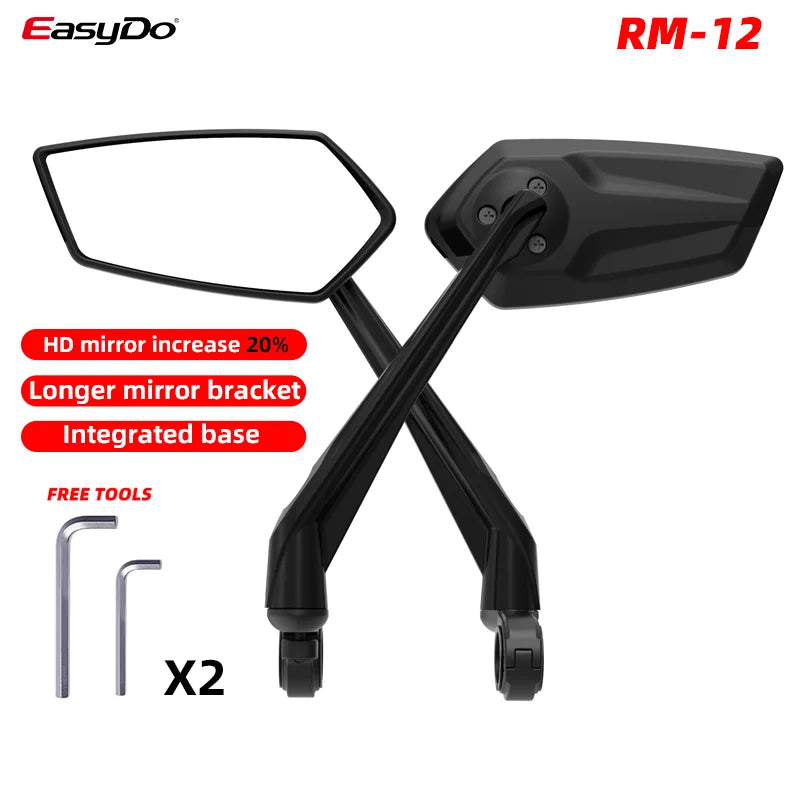 Rétroviseur Vélo EasyDo — Bleu, Réglable 360° — Verre Large Anti-Angle Mort — Compatible Vélo & Moto Légère — Installation Rapide sur Guidon