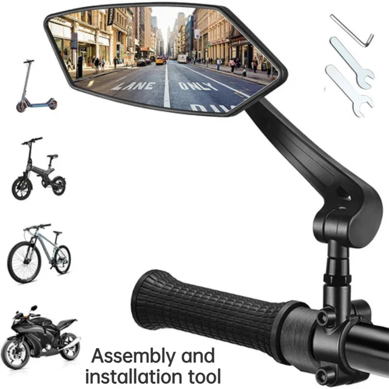 RÉTROVISEUR VÉLO & SCOOTER ÉLECTRIQUE — VERRE HD 4,5” • ROTATION 360° • FIXATION UNIVERSELLE 22-25mm — SÉCURITÉ ACTIVE SANS TOURNER LA TÊTE