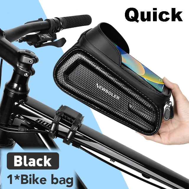 🚴‍♂️ Sac de Cadre Vélo NEWBOLER — Étanche + Écran Tactile — Compatible Téléphone 6,5” — Fixation Stable — Idéal VTT, Route, Gravel — Accès Instantané