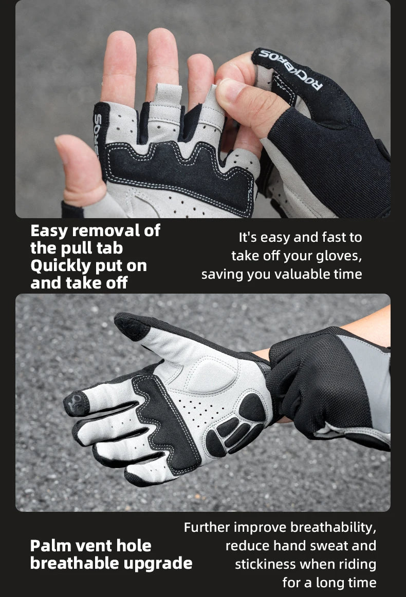 GANTS VÉLO MI-DOIGTS ROCKBROS S030 — GEL AMORTISSANT • RESPIRANTS • UNISEXE — IDÉAL VTT • ROUTE • PRINTEMPS • ÉTÉ
