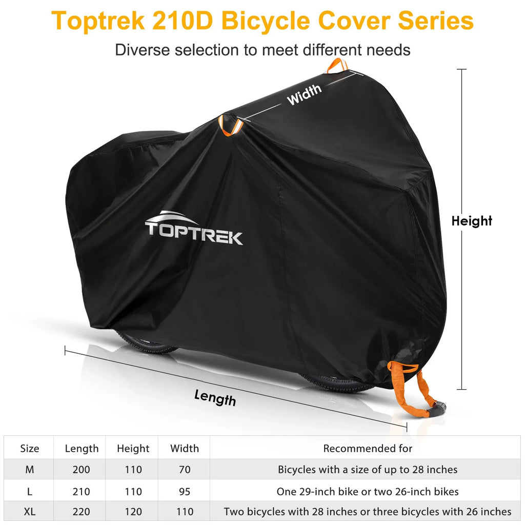 🚴‍♂️ Housse Vélo Toptrek 210D — Imperméable, Anti-Neige & Anti-Poussière — Protection 4 Saisons — Compatible VTT, Route, VAE, Pliant — Nouvelle Génération