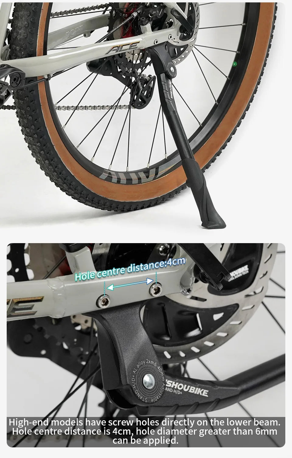 Béquille Vélo JSHOUBIKE — Réglable 24-29” — Alliage Aluminium Léger & Solide — Compatible VTT, VAE, Pliant, Neige — Installation Facile