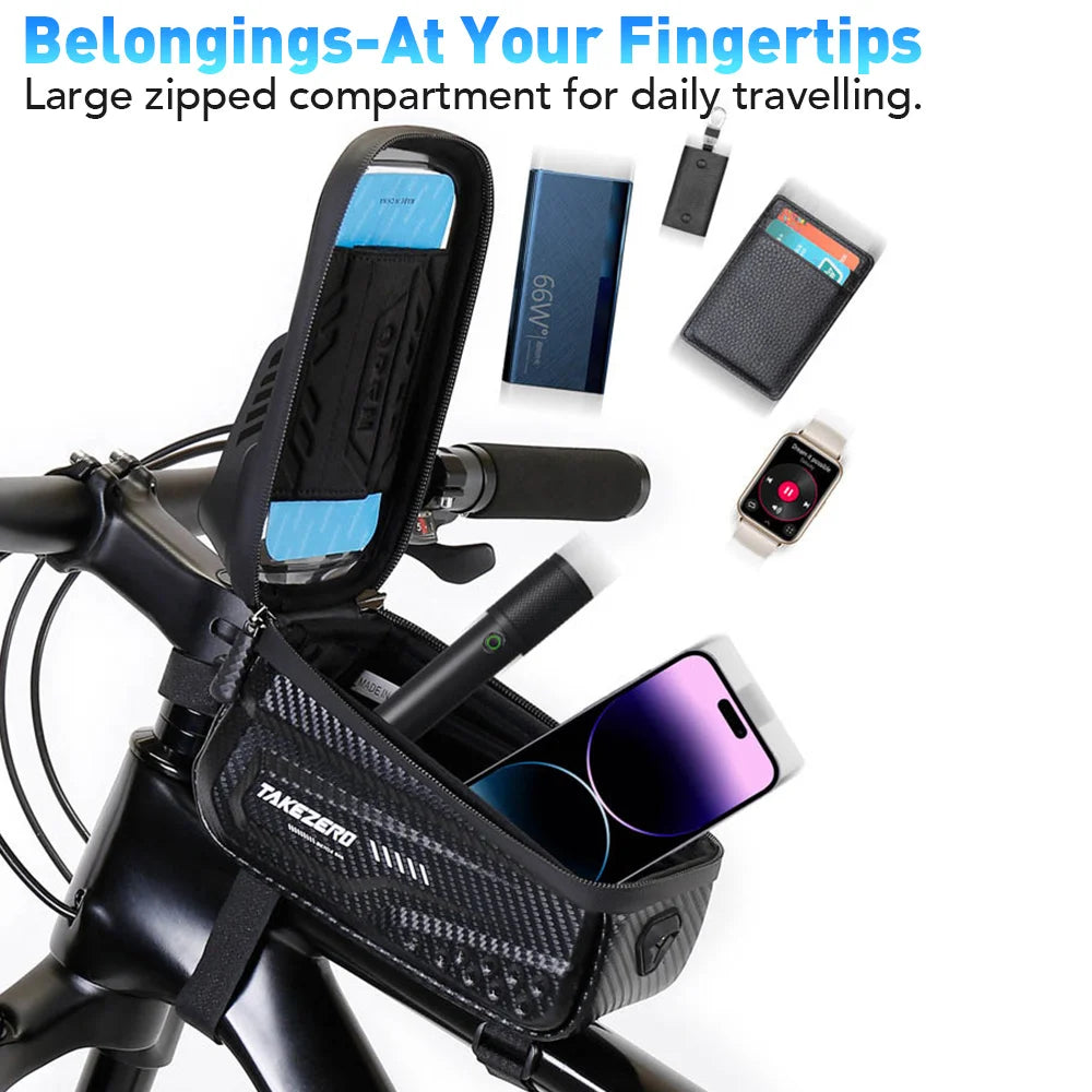 🚴‍♂️ Sac de Cadre Vélo NEWBOLER — Étanche + Écran Tactile — Compatible Téléphone 6,5” — Fixation Stable — Idéal VTT, Route, Gravel — Accès Instantané