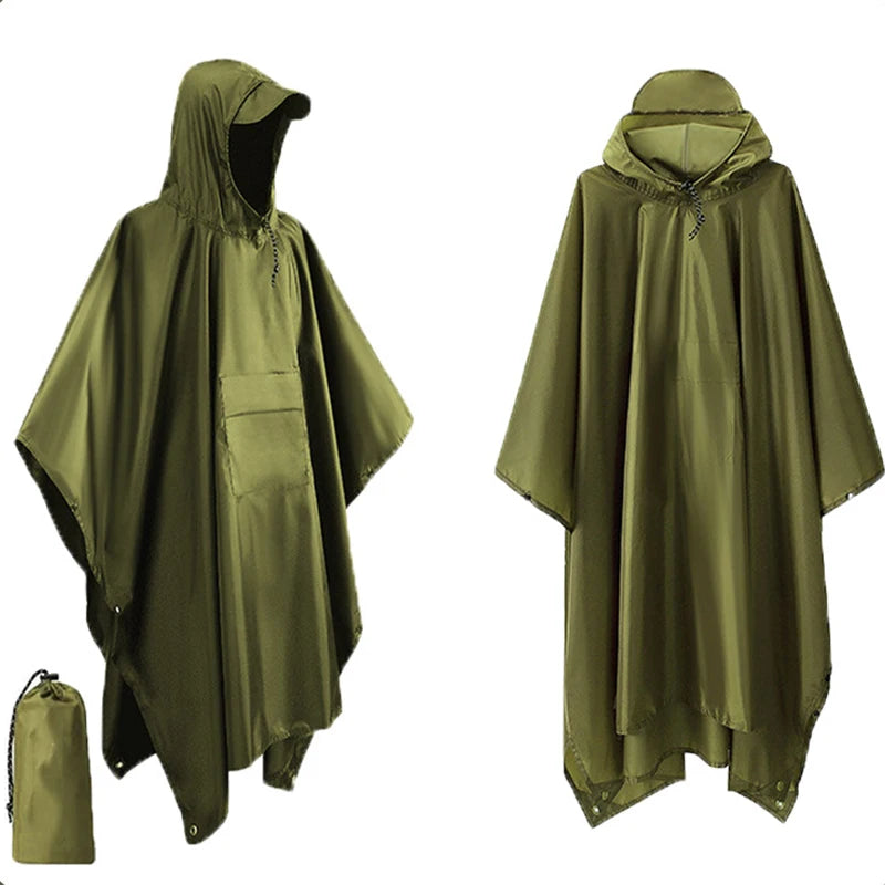 PONCHO DE PLUIE MILITAIRE 3-EN-1 — IMPERMÉABLE • RIPSTOP LÉGER • ABRI / BÂCHE / SAC DE COUCHAGE — IDÉAL RANDO • CAMPING • MOTO • VOYAGE