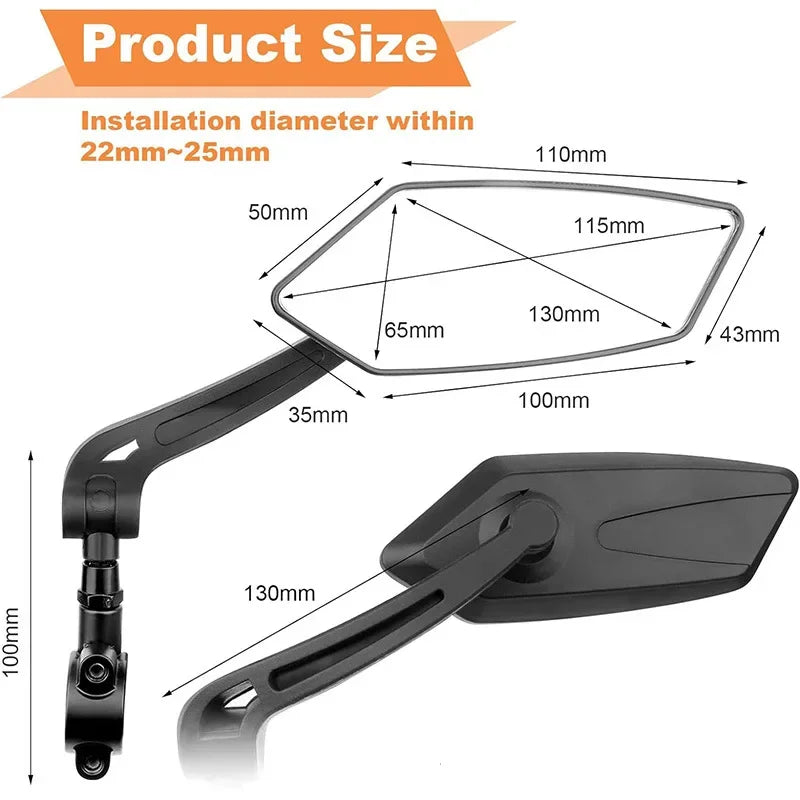 RÉTROVISEUR VÉLO & SCOOTER ÉLECTRIQUE — VERRE HD 4,5” • ROTATION 360° • FIXATION UNIVERSELLE 22-25mm — SÉCURITÉ ACTIVE SANS TOURNER LA TÊTE