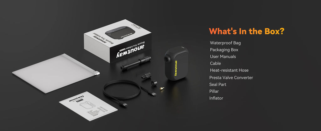 MINI POMPE ÉLECTRIQUE anoutway AT1 Pro — 120 PSI • ÉCRAN DIGITAL • RECHARGE RAPIDE 25 MIN • 450mAh — ULTRA-LÉGÈRE 125g — IDÉALE VÉLO ROUTE • VTT • URBAIN