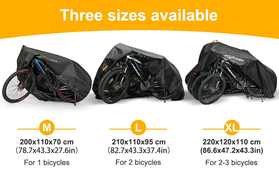 🚴‍♂️ Housse Vélo Toptrek 210D — Imperméable, Anti-Neige & Anti-Poussière — Protection 4 Saisons — Compatible VTT, Route, VAE, Pliant — Nouvelle Génération