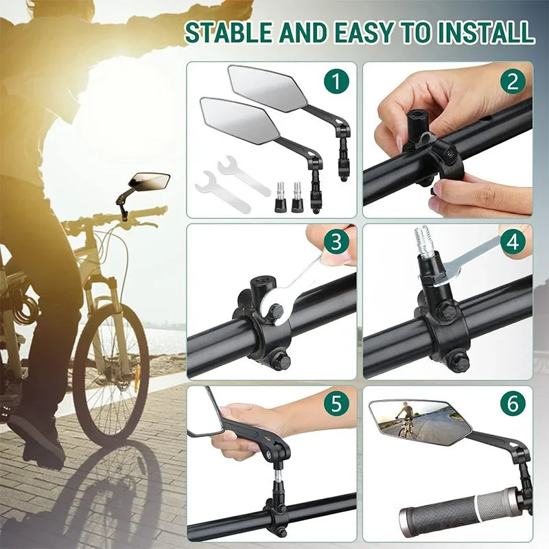 RÉTROVISEUR VÉLO & SCOOTER ÉLECTRIQUE — VERRE HD 4,5” • ROTATION 360° • FIXATION UNIVERSELLE 22-25mm — SÉCURITÉ ACTIVE SANS TOURNER LA TÊTE
