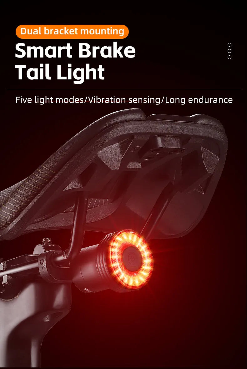 Feu Arrière Vélo WEST BIKING — Détection Intelligente du Mouvement — Recharge USB-C — IPX6 Étanche — Clignotant Sécurité pour VTT & Route