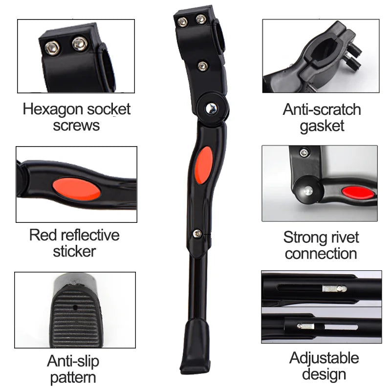 BÉQUILLE VÉLO BUCKLOS — RÉGLABLE 24” à 29” (700C) — IDÉALE VTT • ROUTE • VILLE • VAE