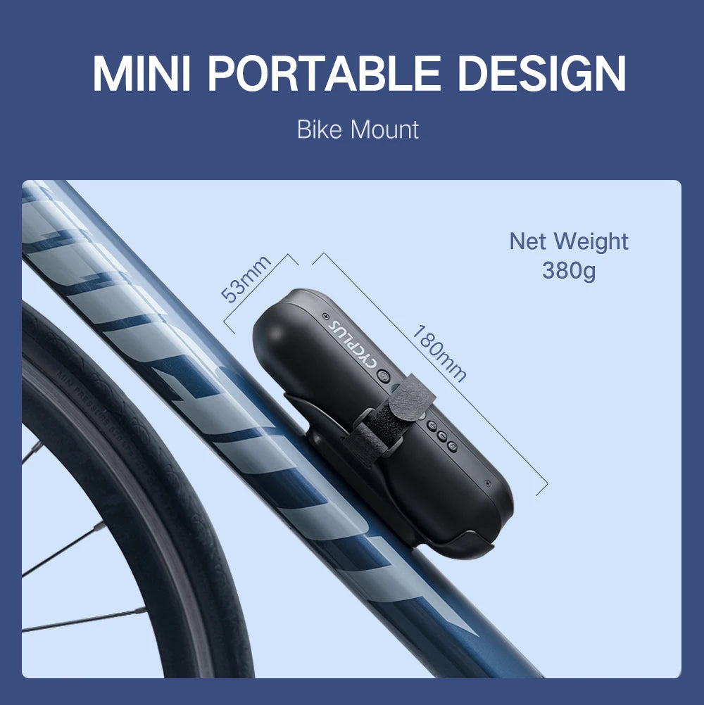 COMPRESSEUR D’AIR INTELLIGENT CYCPLUS A2 — 150 PSI • ÉCRAN DIGITAL • BATTERIE 5200mAh • RECHARGE USB-C — IDÉAL VÉLO • VOITURE • MOTO • BALLONS