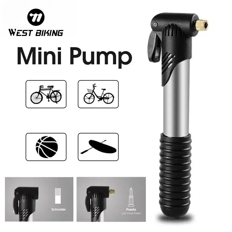 MINI POMPE VÉLO PORTABLE WEST BIKING — ULTRA-LÉGÈRE 117g • COMPATIBLE PRESTA & SCHRADER • 70 PSI — IDÉALE POUR VTT • ROUTE • URBAIN
