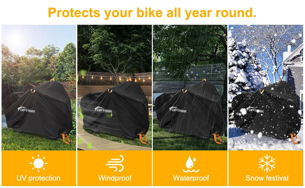 🚴‍♂️ Housse Vélo Toptrek 210D — Imperméable, Anti-Neige & Anti-Poussière — Protection 4 Saisons — Compatible VTT, Route, VAE, Pliant — Nouvelle Génération