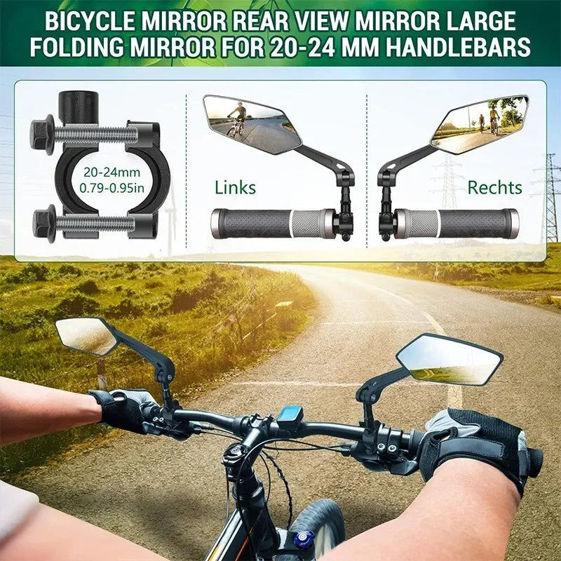 RÉTROVISEUR VÉLO & SCOOTER ÉLECTRIQUE — VERRE HD 4,5” • ROTATION 360° • FIXATION UNIVERSELLE 22-25mm — SÉCURITÉ ACTIVE SANS TOURNER LA TÊTE