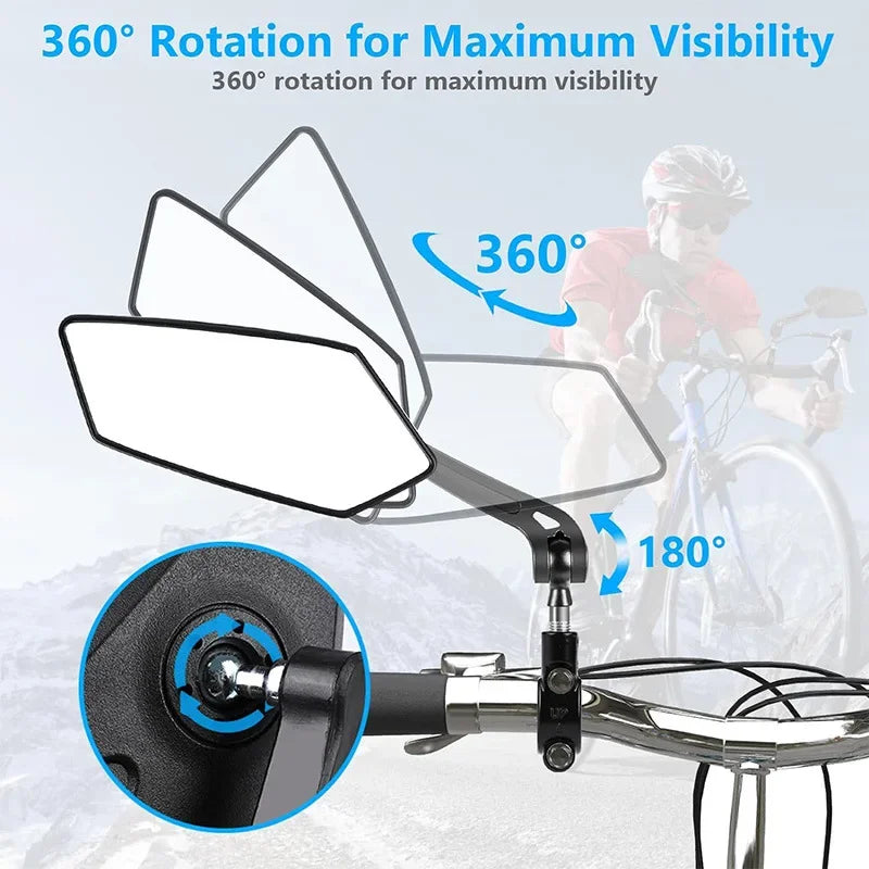 RÉTROVISEUR VÉLO & SCOOTER ÉLECTRIQUE — VERRE HD 4,5” • ROTATION 360° • FIXATION UNIVERSELLE 22-25mm — SÉCURITÉ ACTIVE SANS TOURNER LA TÊTE