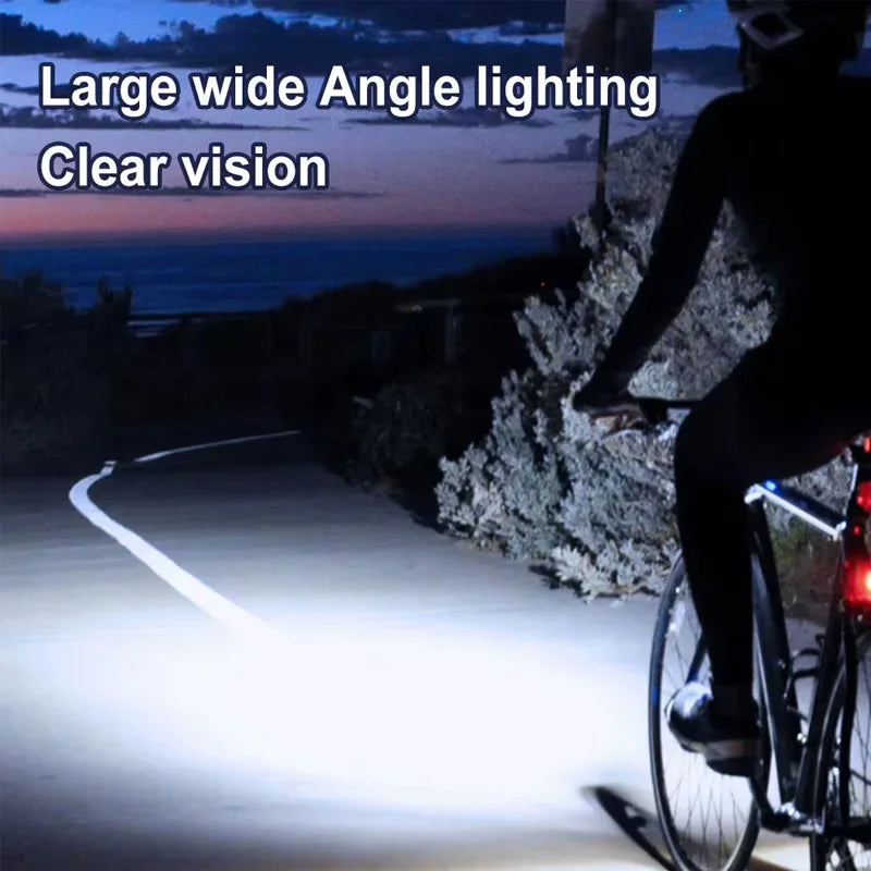 Phare Vélo 2000LM + Zoom + 4000mAh — Recharge Solaire & USB — LED COB Latérale Rouge — Étanche IPX5 — Idéal VTT, Route & Cyclotourisme