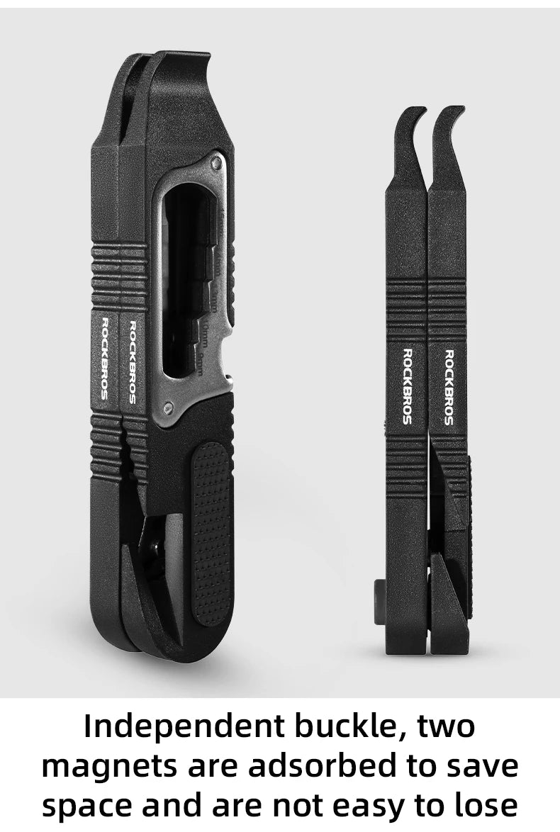 KIT D’OUTILS MULTIFONCTIONS ROCKBROS — CLÉ À CLIQUET + DÉMONTE-PNEUS HAUTE RÉSISTANCE — IDÉAL VÉLO • VTT • ROUTE • URBAIN • VOYAGE