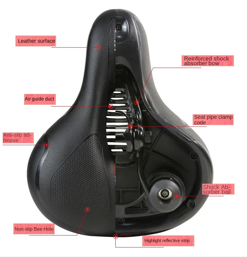 SELLE VÉLO “HOLLOW BREATHABLE” — CONFORT MAX POUR HOMMES & FEMMES — ABSORPTION DES CHOCS — IDÉALE POUR “BIG BUTT” — VTT • ROUTE • VILLE