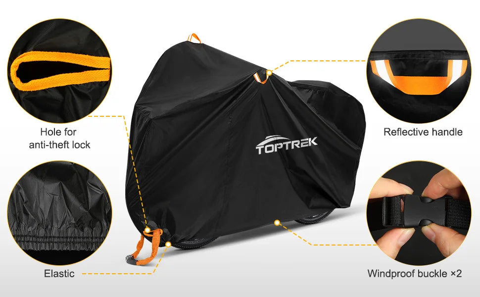 🚴‍♂️ Housse Vélo Toptrek 210D — Imperméable, Anti-Neige & Anti-Poussière — Protection 4 Saisons — Compatible VTT, Route, VAE, Pliant — Nouvelle Génération